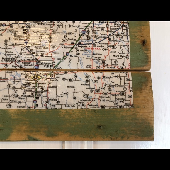 CLEARANCE Kansas Map Decoupage Eco Recycled Wall Art - Picture 4 of 7